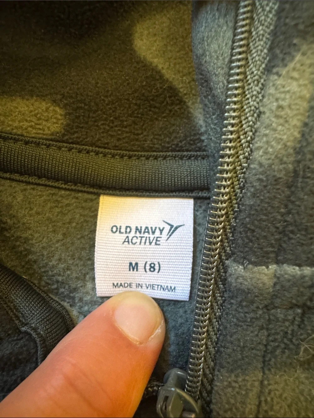 Old Navy Kids Olive & Black Camo Half-Zip Puffer Pullover